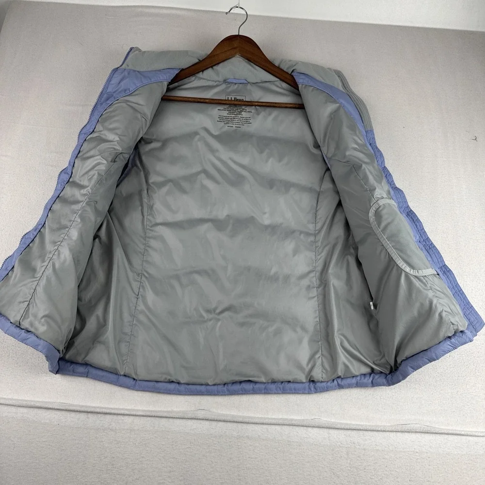 LL Bean Womens Violet Goose Down Puffer Vest Sz XL Full Zip Pockets Outdoor Camp